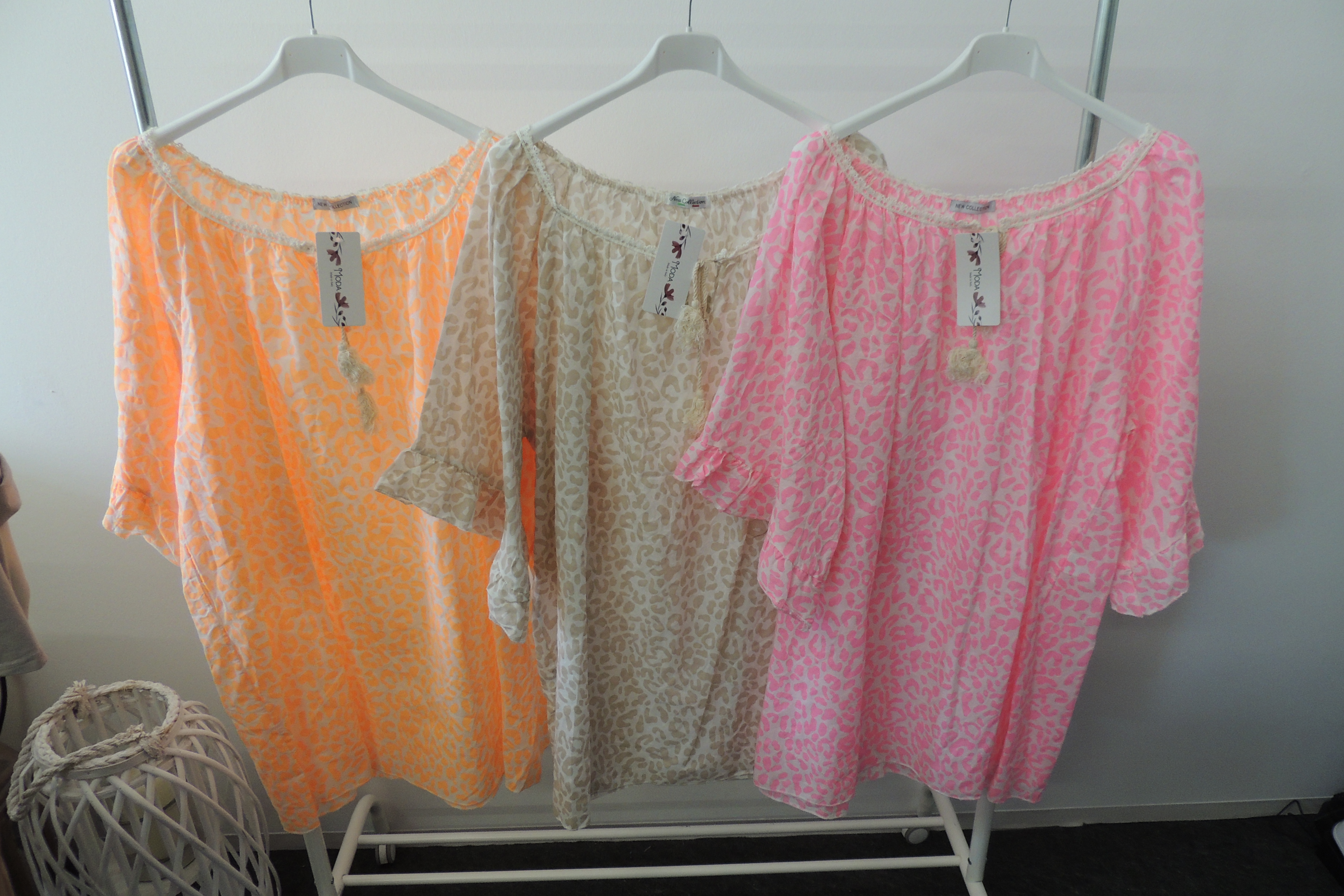 T-Shirt Tunika Bluse Hängerchen Carmen Leo Made in Italy 46,48,50