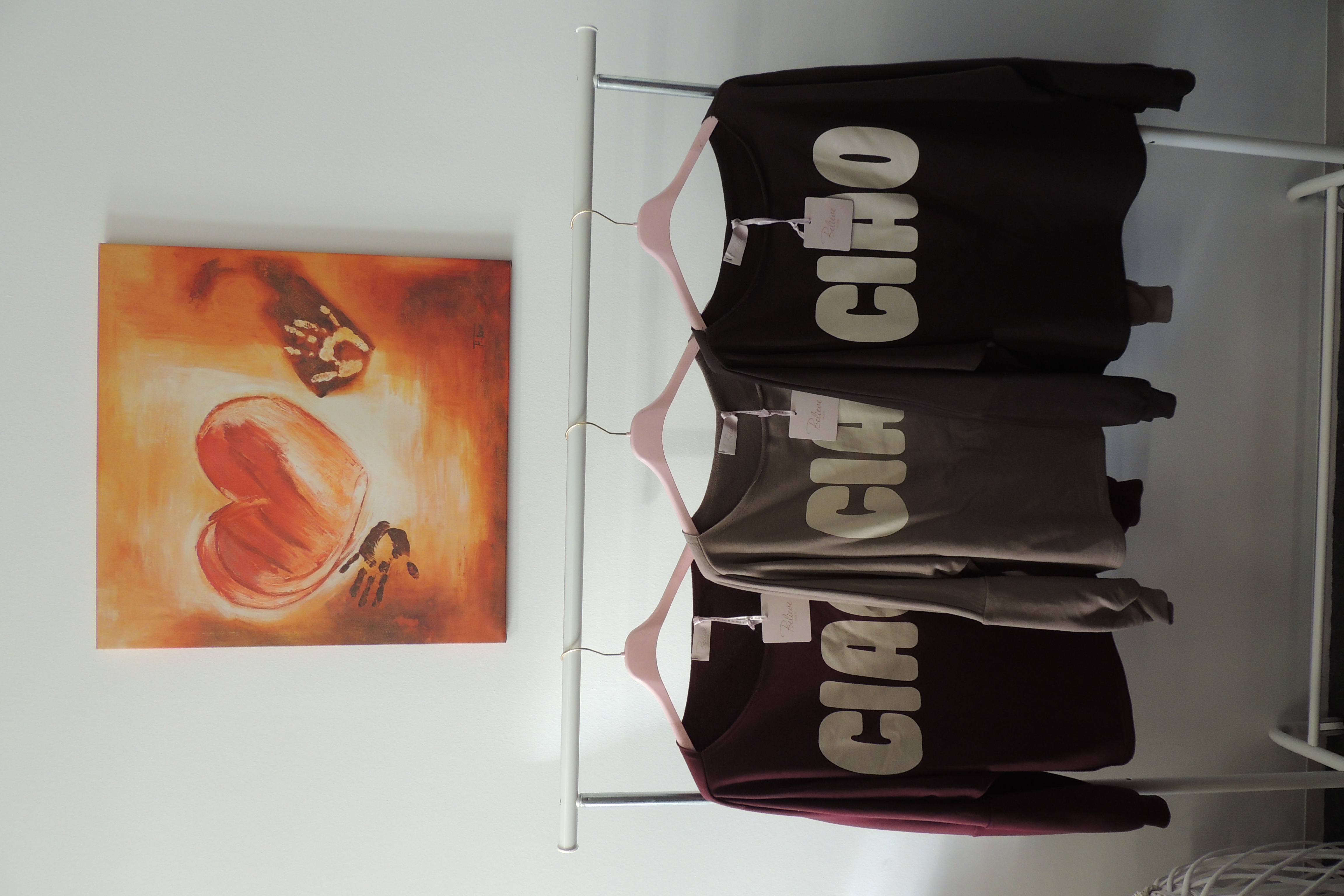 Shirt Tunika Hängerchen Spruch Ciao dicker Stoff Made Italy 42,44,kl.46