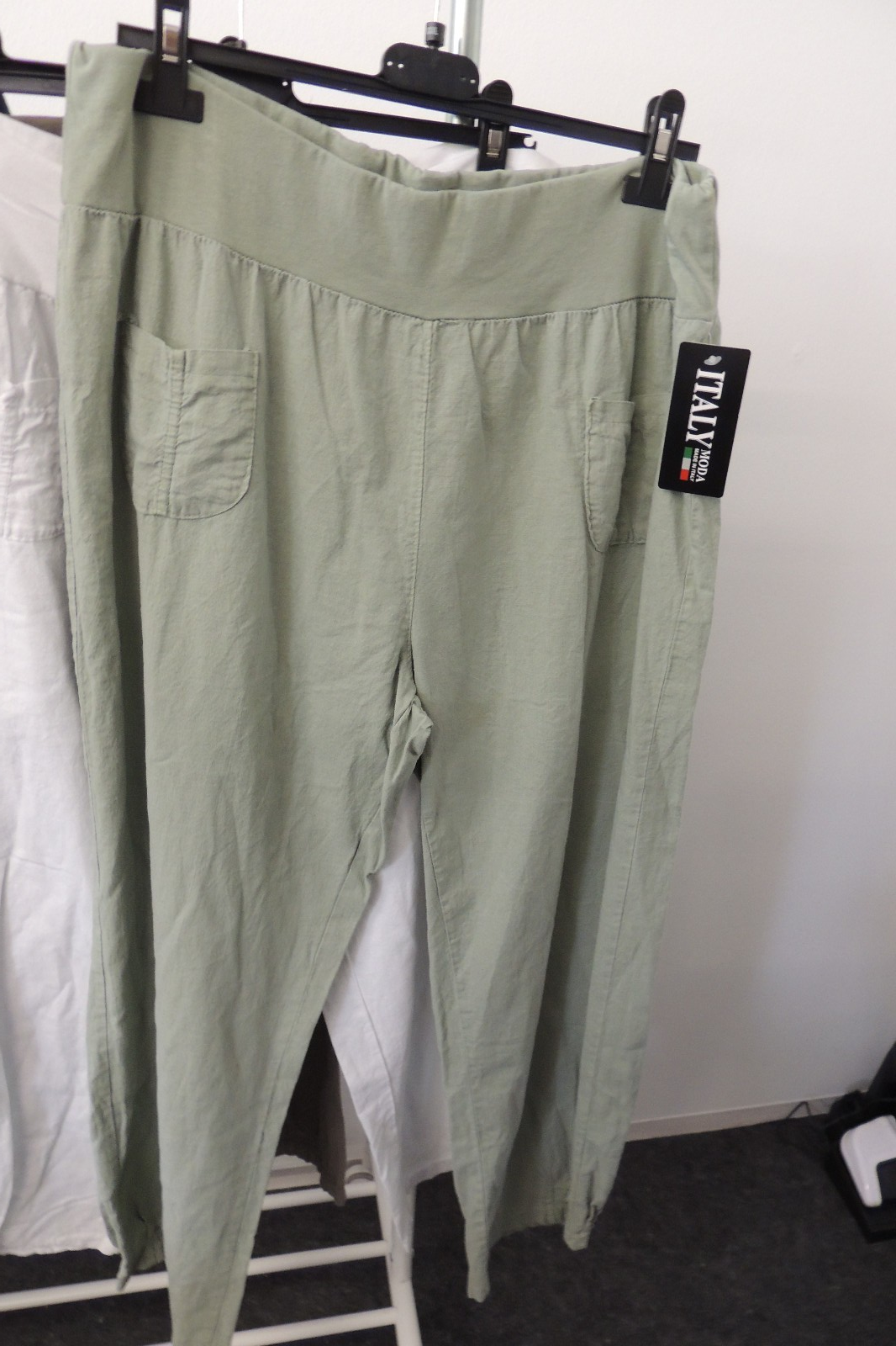 Hose Jogpant Schlupfhose Uni Leinen Made Italy Gr. 48,50 XXXL