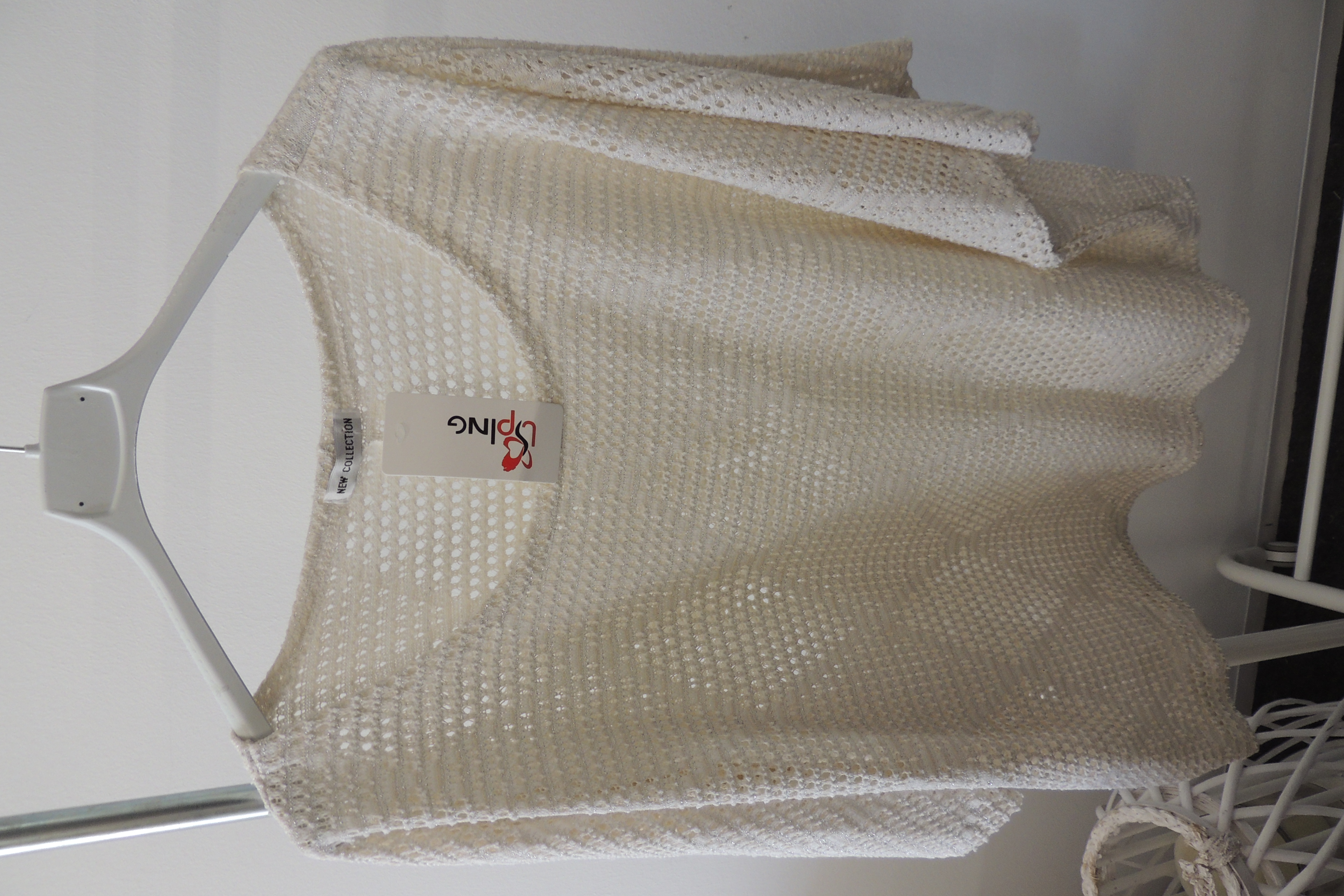 Pullover Hängerchen Überwurf Strick Häkel Karooptik Lurex Made in Italy 44,46,48