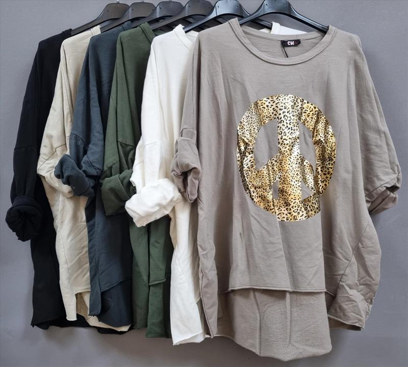 Shirt Hängerchen Tunika Pullover Peace Leo Made in Italy 44,46