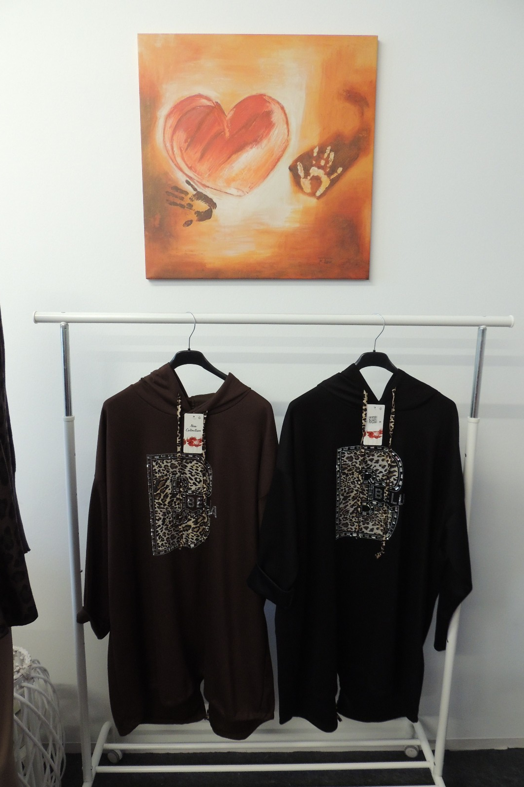 Hoodie Shirt Hängerchen Butterstoff Soft Leo Glitzer Bella Made in Italy44,46,48