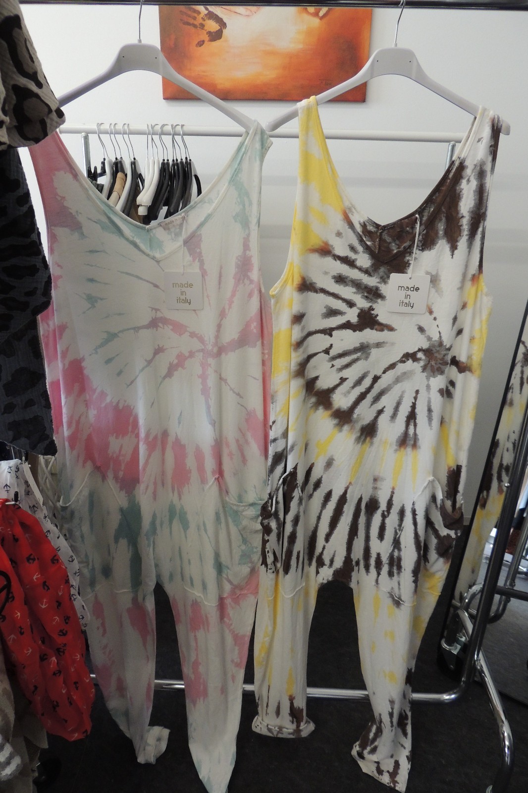 Jumpsuit Overall Latzhose T-Shirt Hose Hängerchen Batik Made in Italy 42,44,46