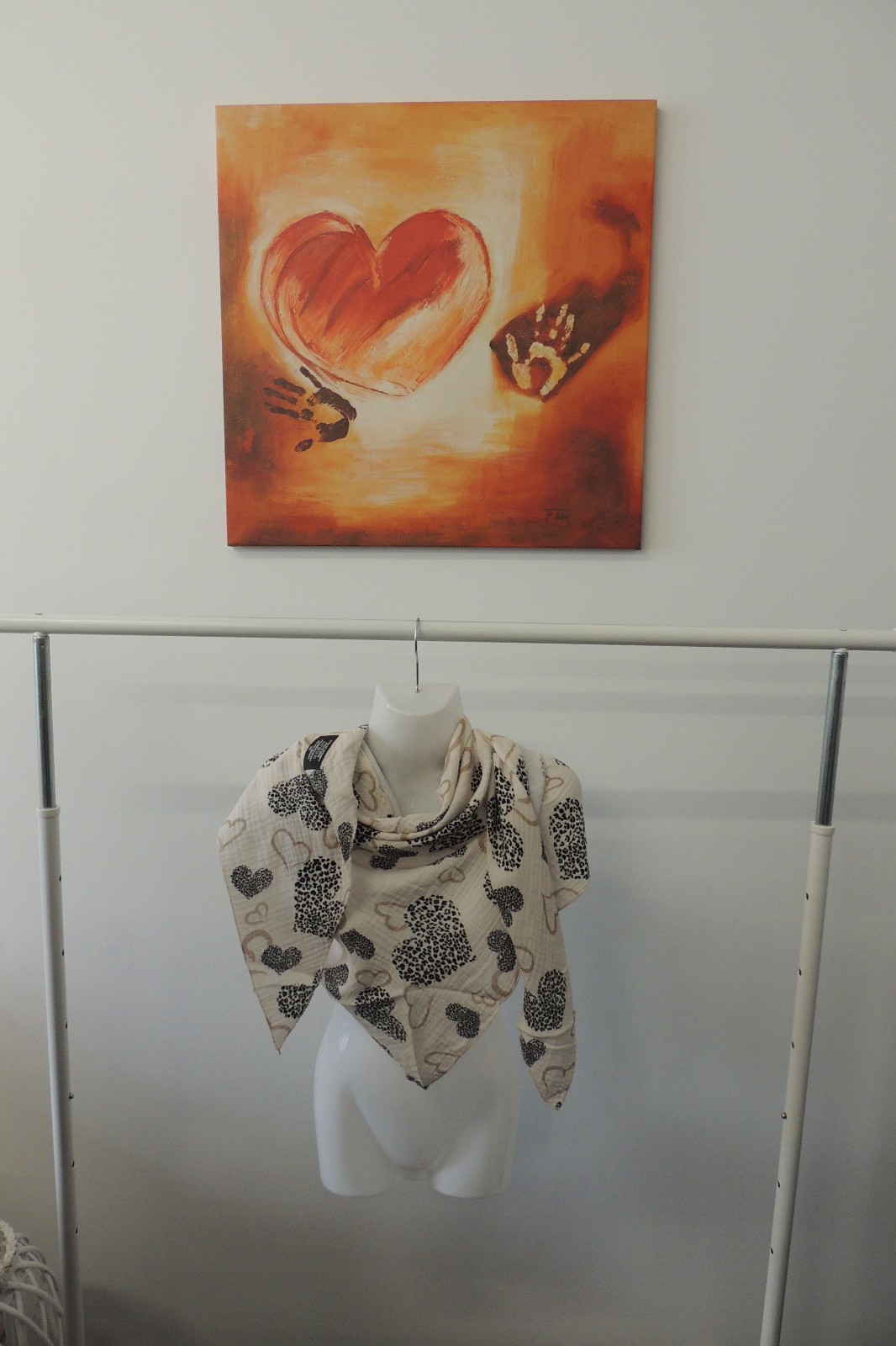 Dreieckstuch Tuch Schal Damen Musselin Herz Leo groß XXL weich Made Italy