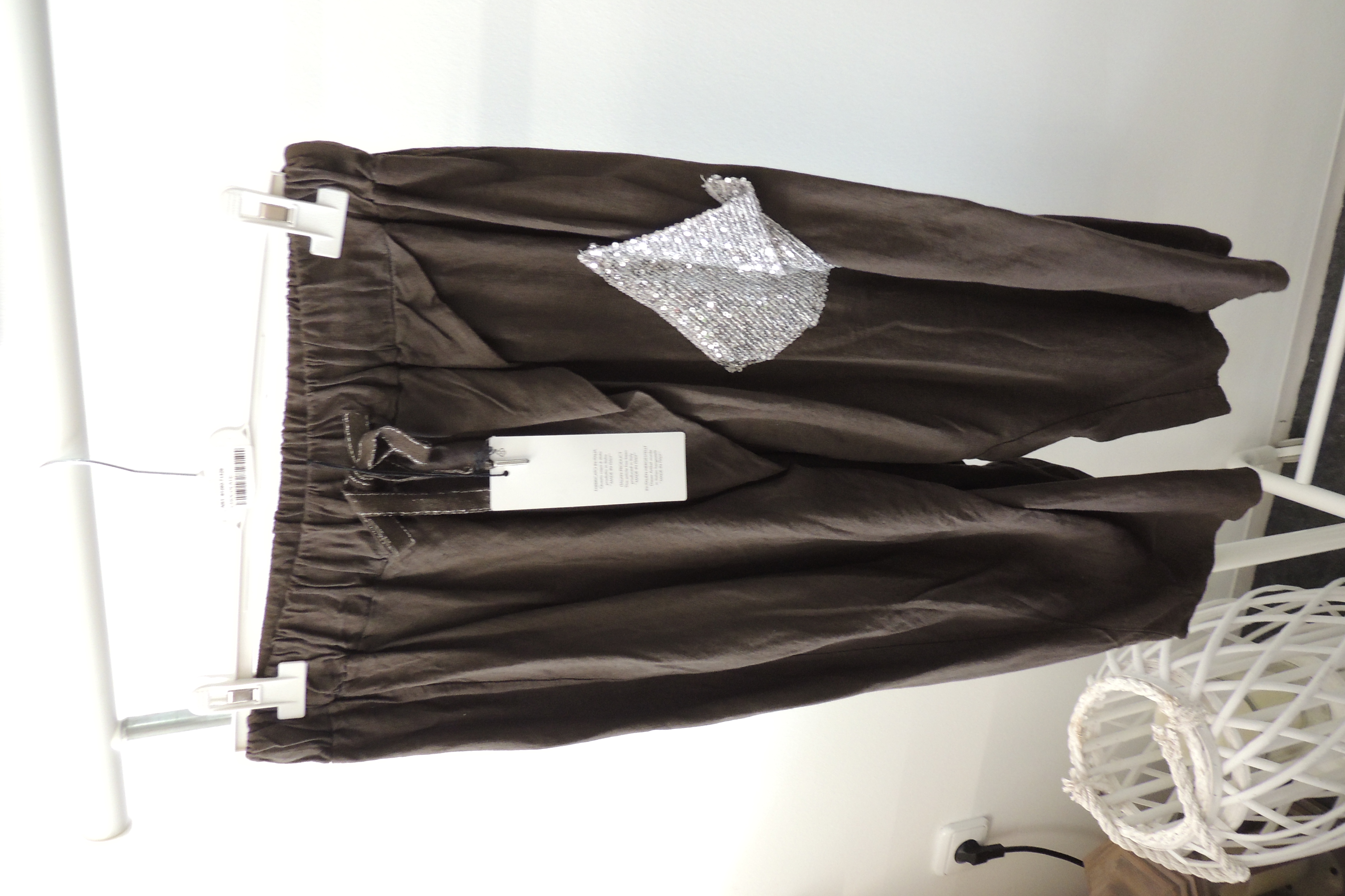 Hose Jogpant Paillette Leinen Baggy Capri 3/4 Made Italy Gr. 42,44,46