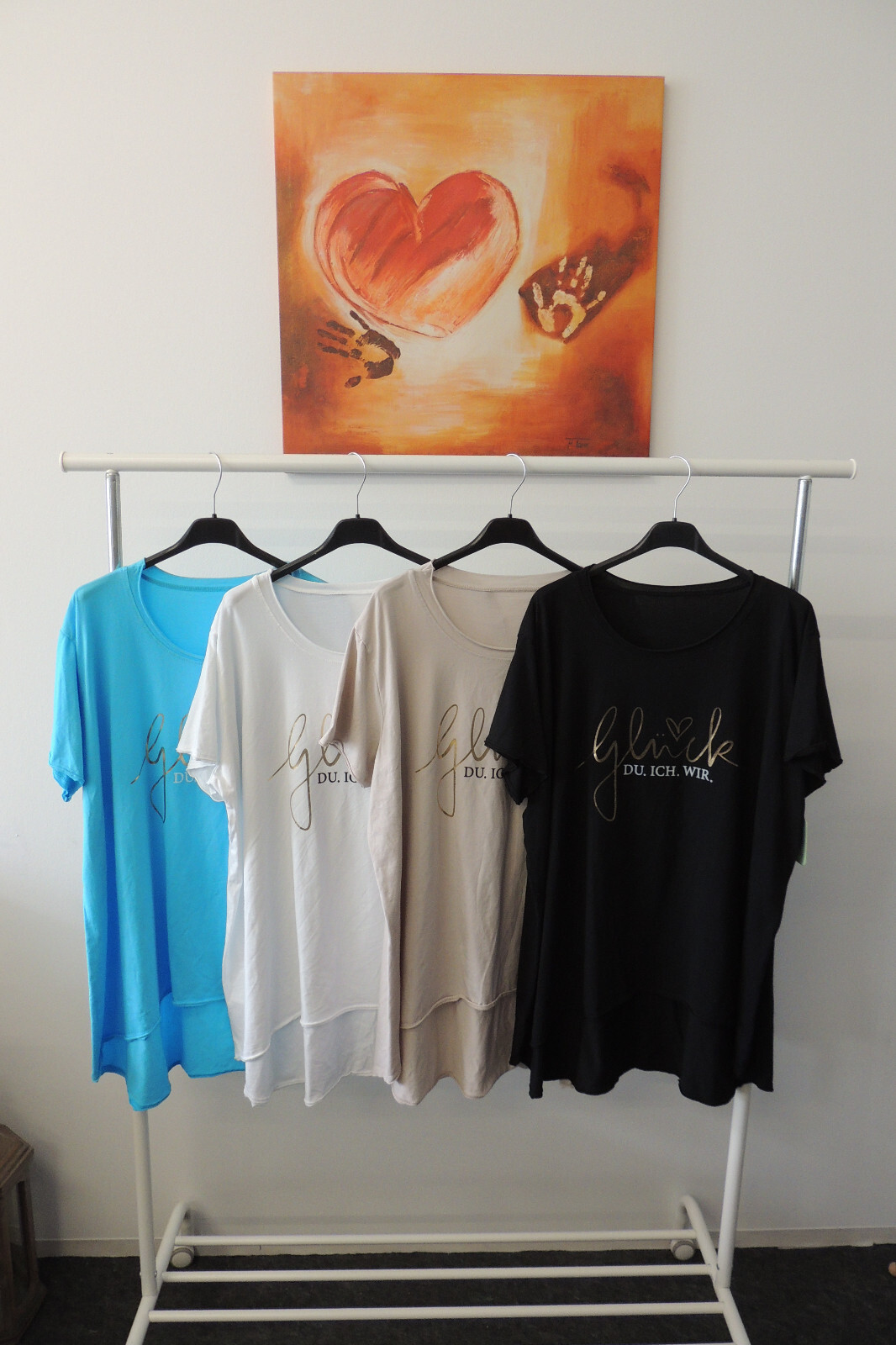 T-Shirt Tunika Hängerchen Made in Italy Glück Du Ich Wir Spruch 46,48,50