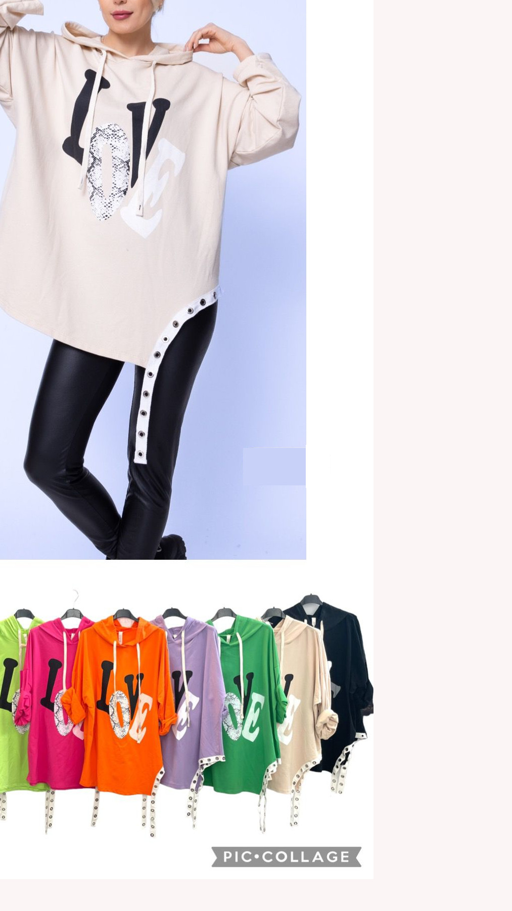 Shirt Tunika Hängerchen Hoodie Made Italy Love new style Gr. 44,46,48