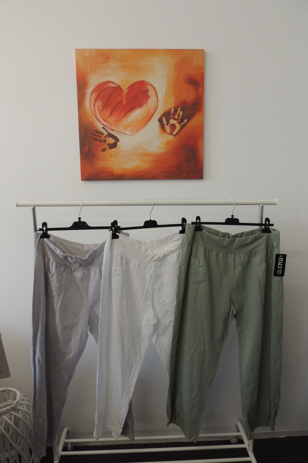 Hose Jogpant Schlupfhose Uni Leinen Made Italy Gr. 48,50 XXXL