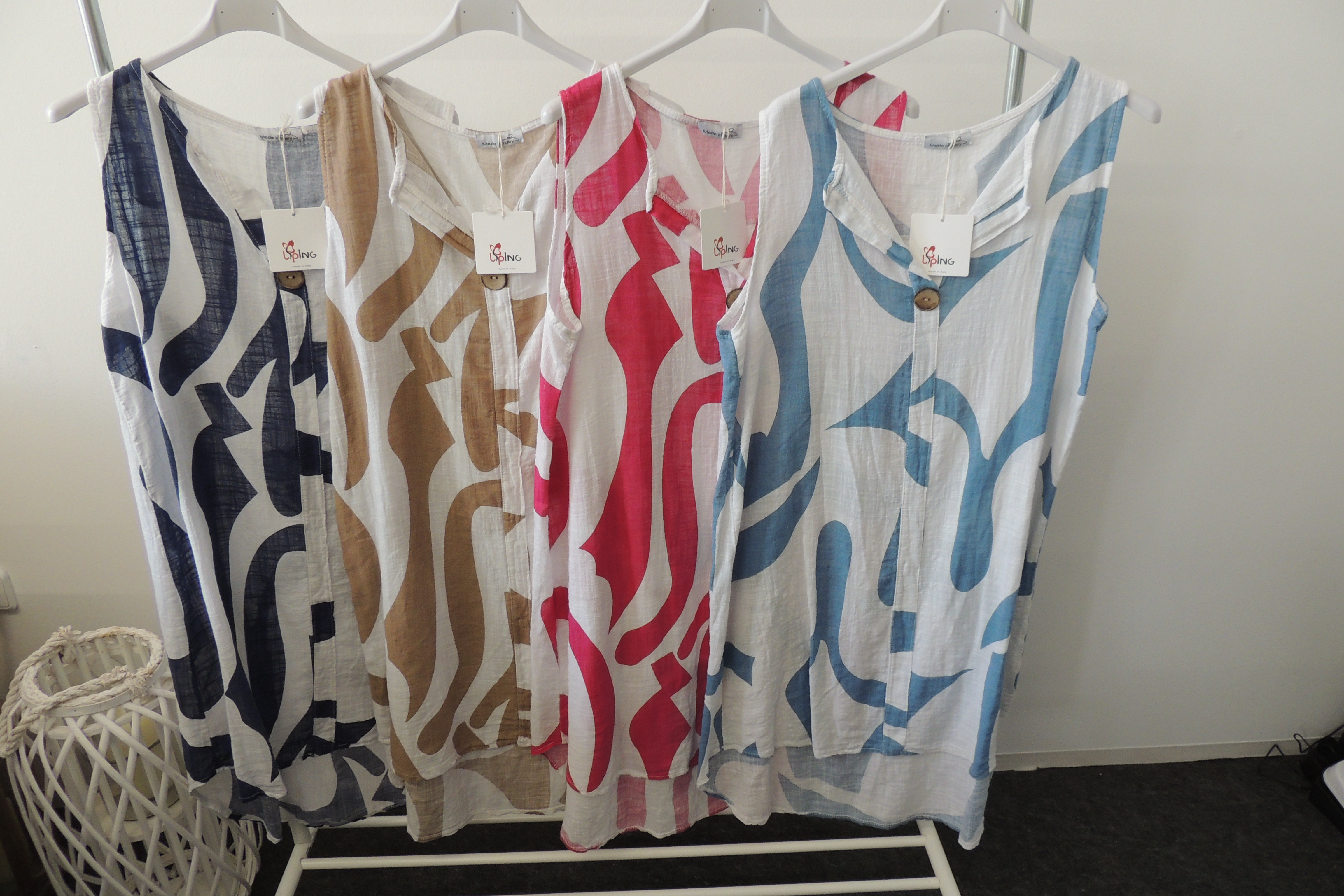 Longshirt Kleid Bluse Leinen Op Hängerchen Shirt Tunika Made Italy42,44,kl46