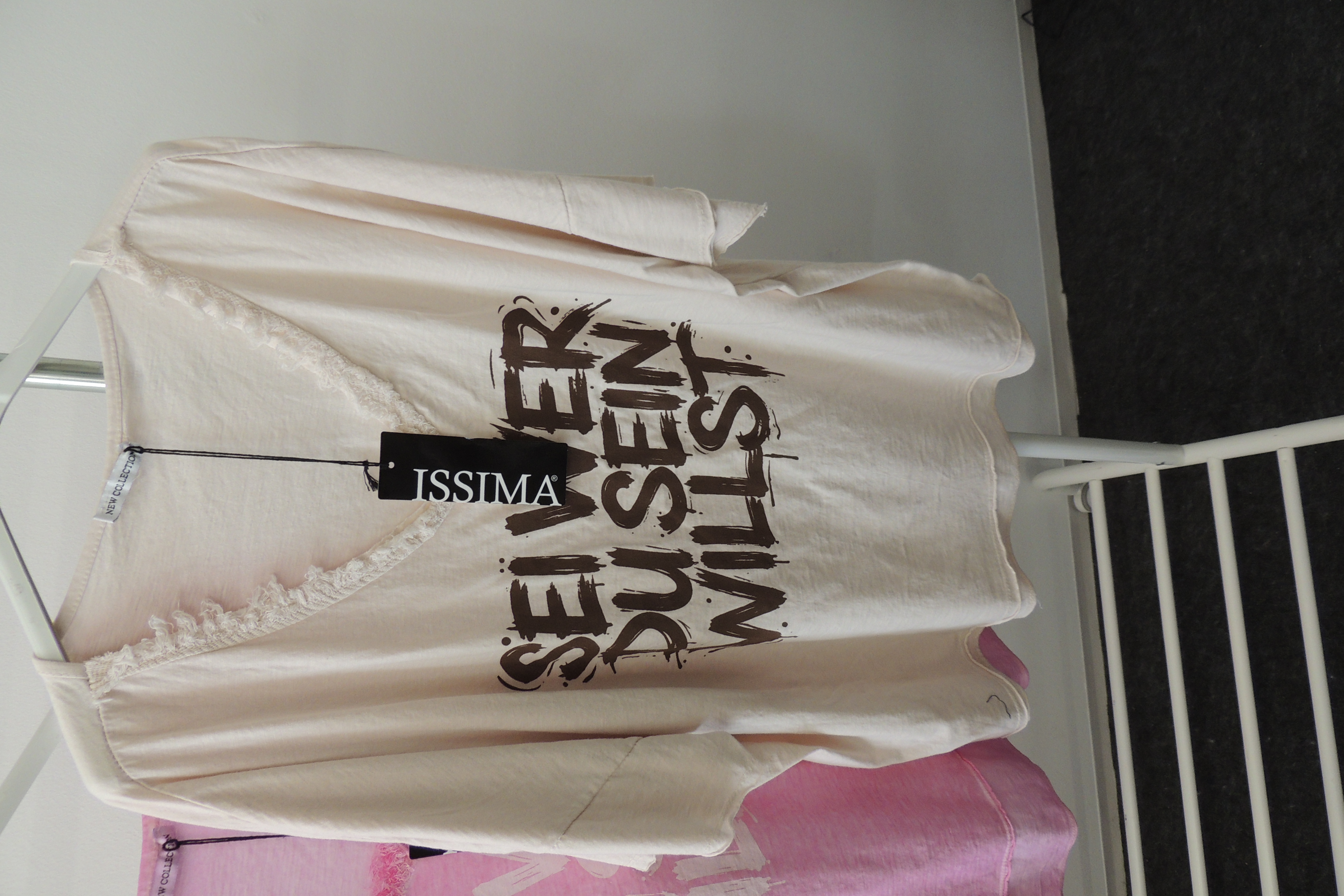 T-Shirt Tunika Hängerchen Tunika Spruch Sei wer Du sein Made in Italy 44,46,48