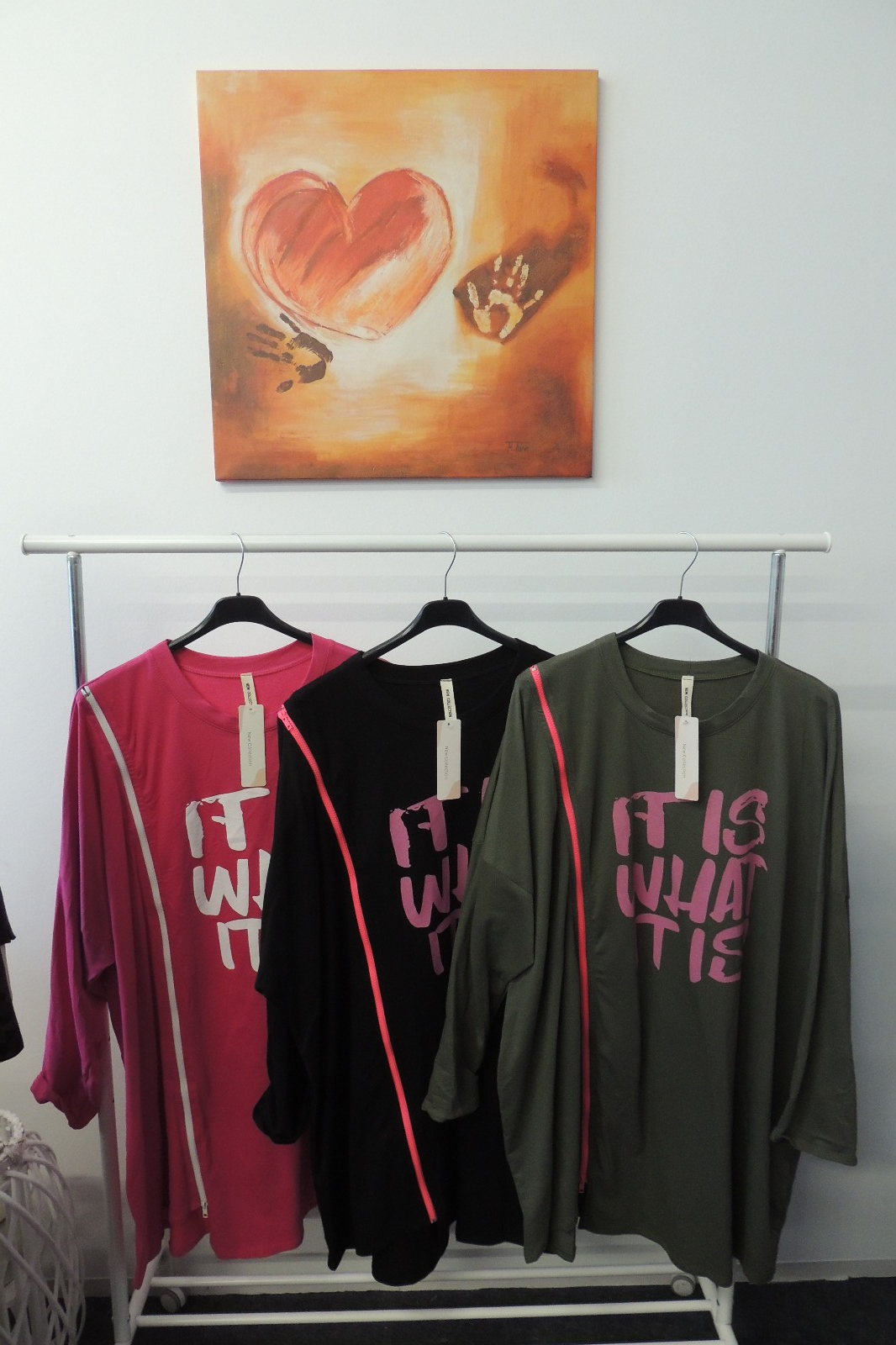 Pullover Long Shirt Hängerchen Sweat Spruch It is Made Italy Gr. 46,48,50