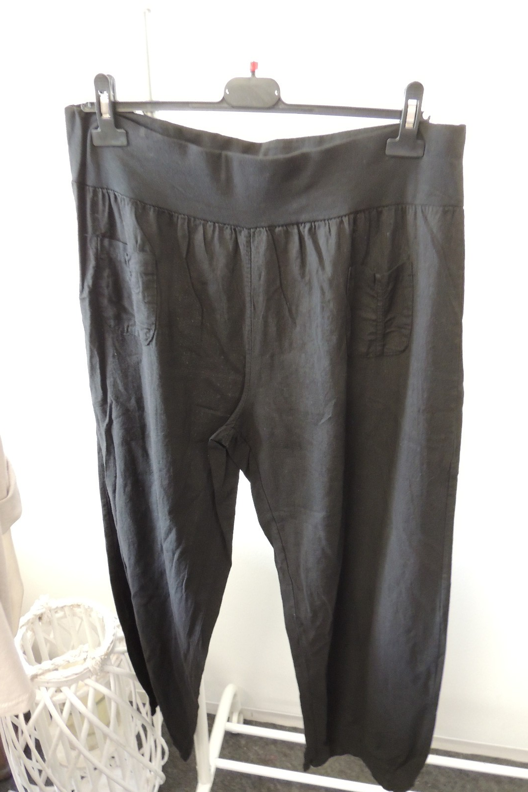 Hose Jogpant Schlupfhose Uni Leinen Made Italy Gr. 46,48