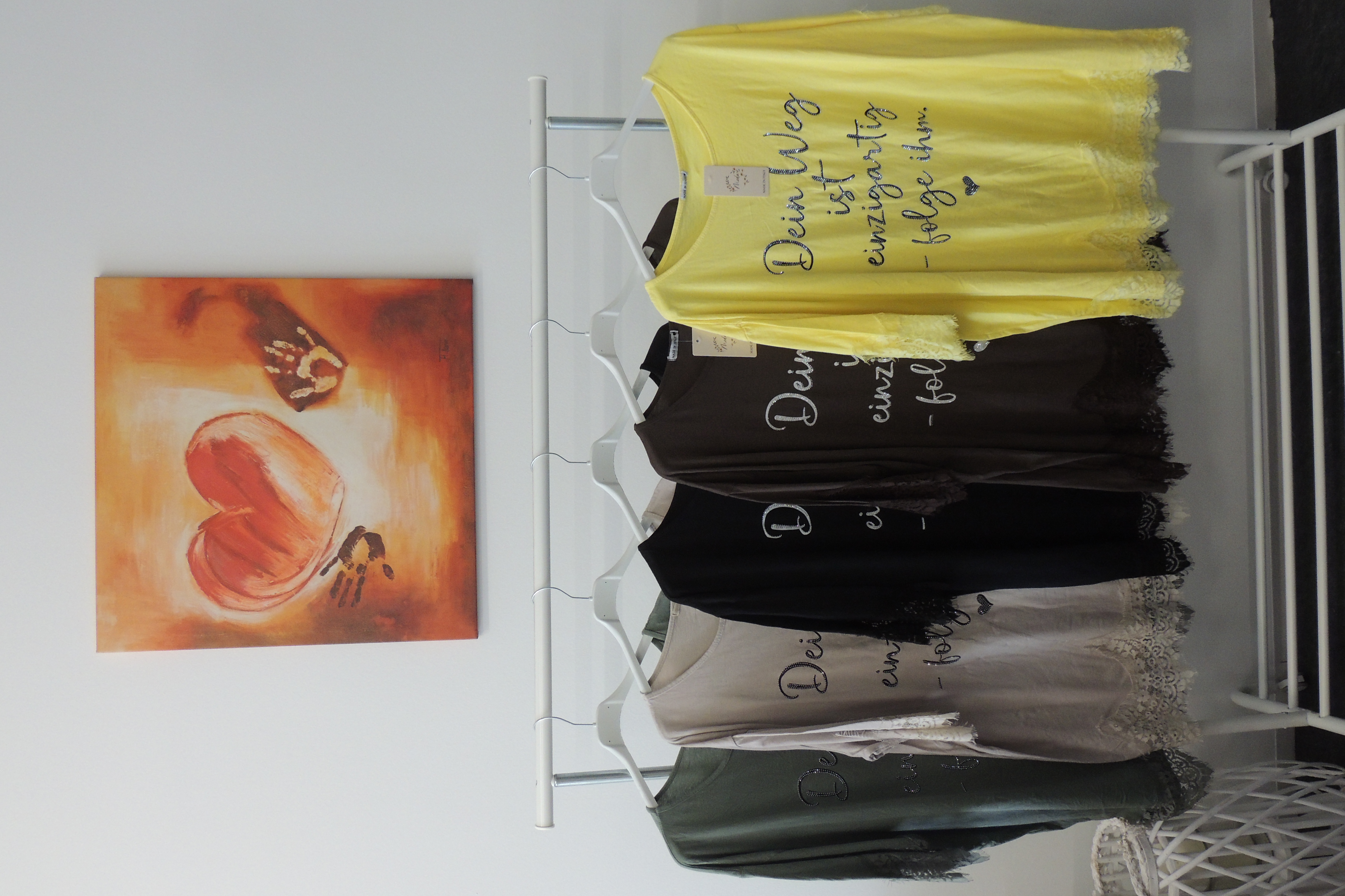 T-Shirt Tunika Hängerchen Tunika Spruch Dein Weg Spitze Made Italy 46,48,50