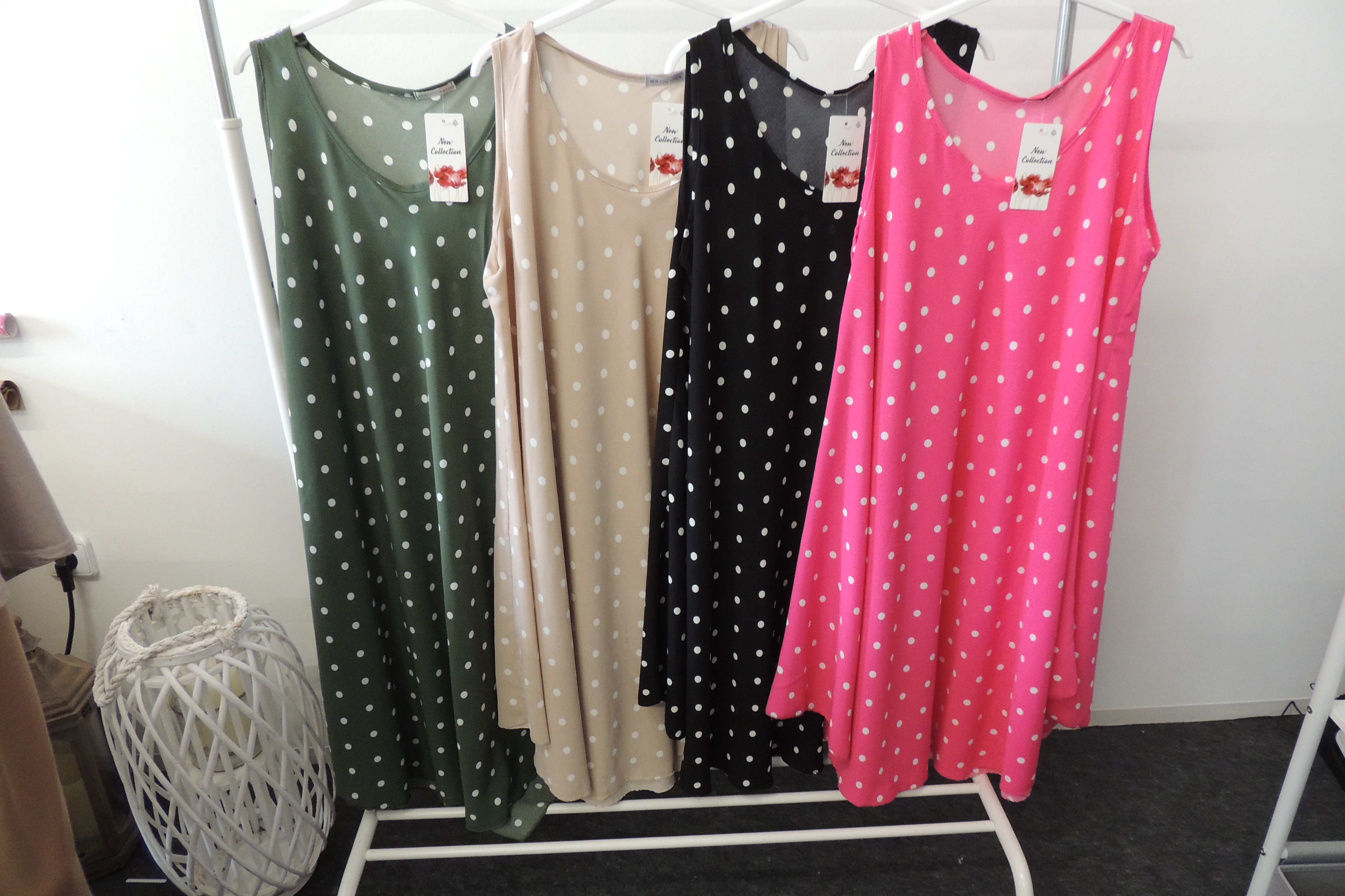 Kleid Sommerkleid Hängerchen Shirt Tunika Punkte Made in Italy 46,48,kl50