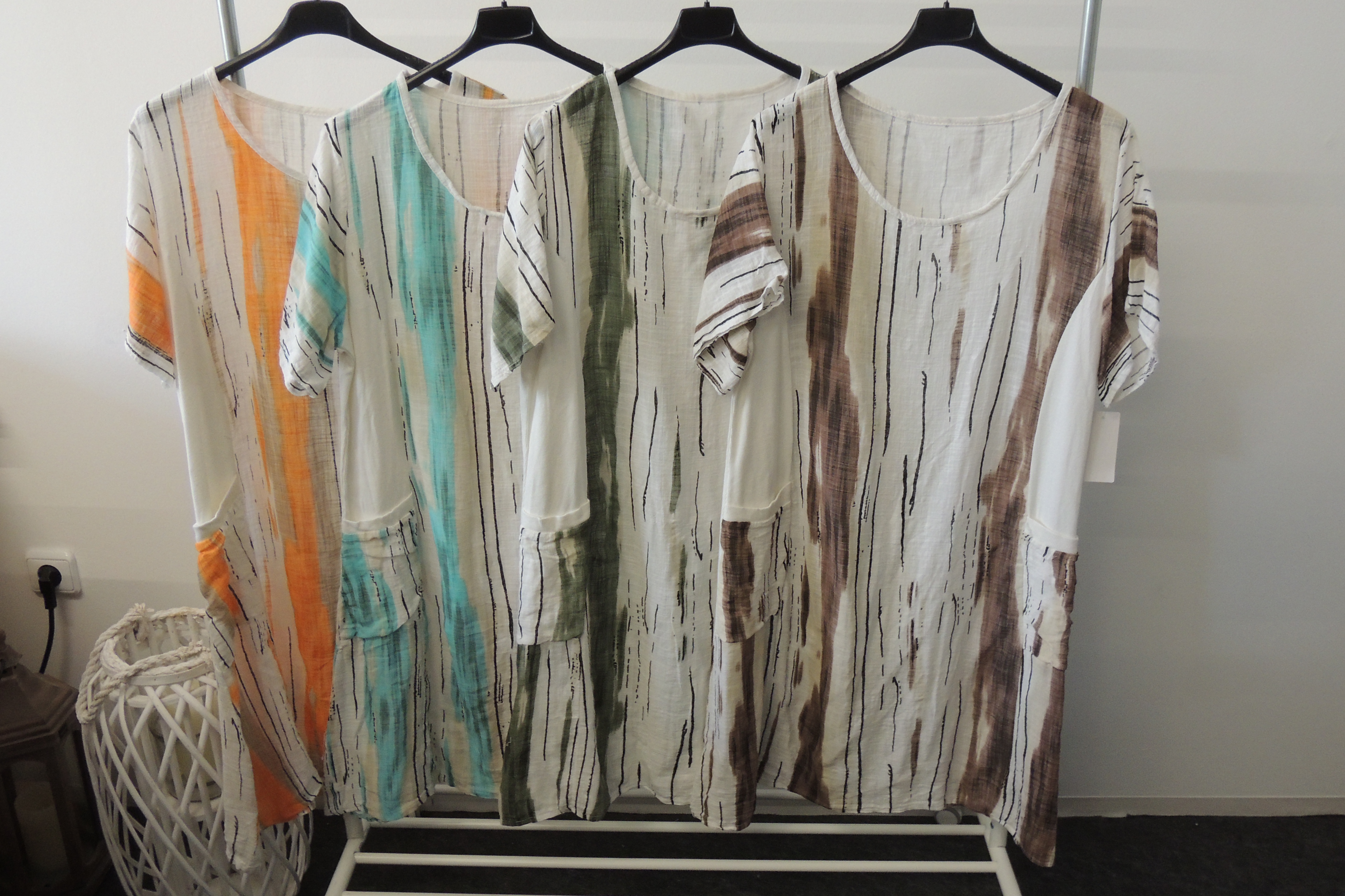 Longshirt Kleid Sommerkleid Hängerchen Shirt Tunika Made in Italy44,46,48