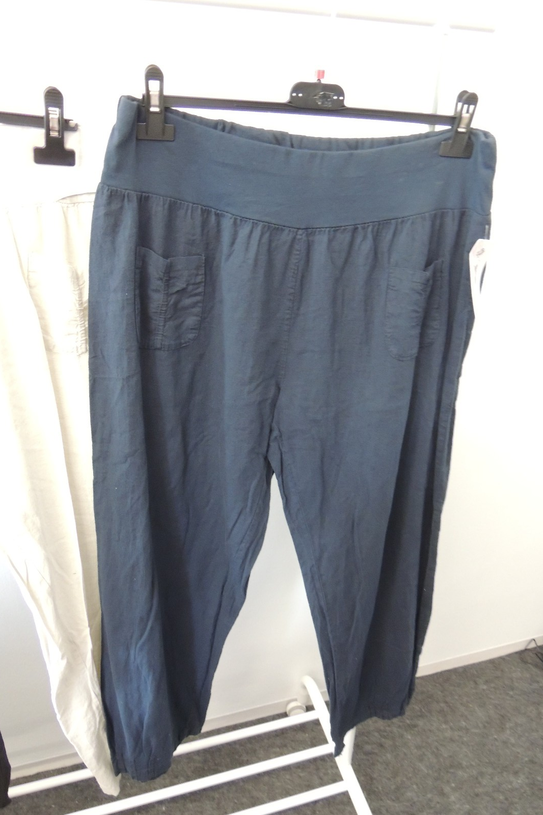 Hose Jogpant Schlupfhose Uni Leinen Made Italy Gr. 46,48