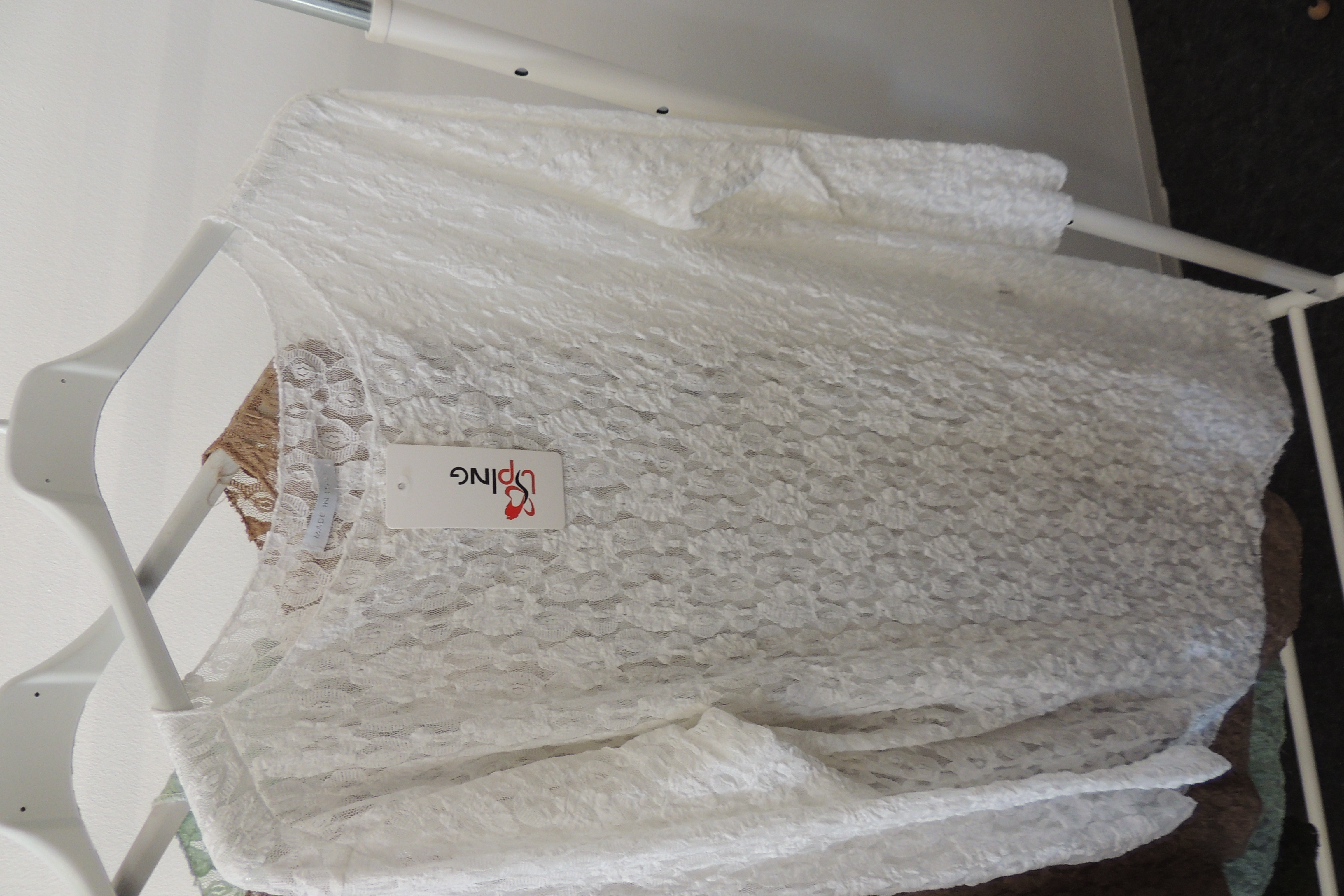Shirt Tunika Hängerchen Uni Spitze Netz Asymetrisch Made in Italy 44,46, kl 48