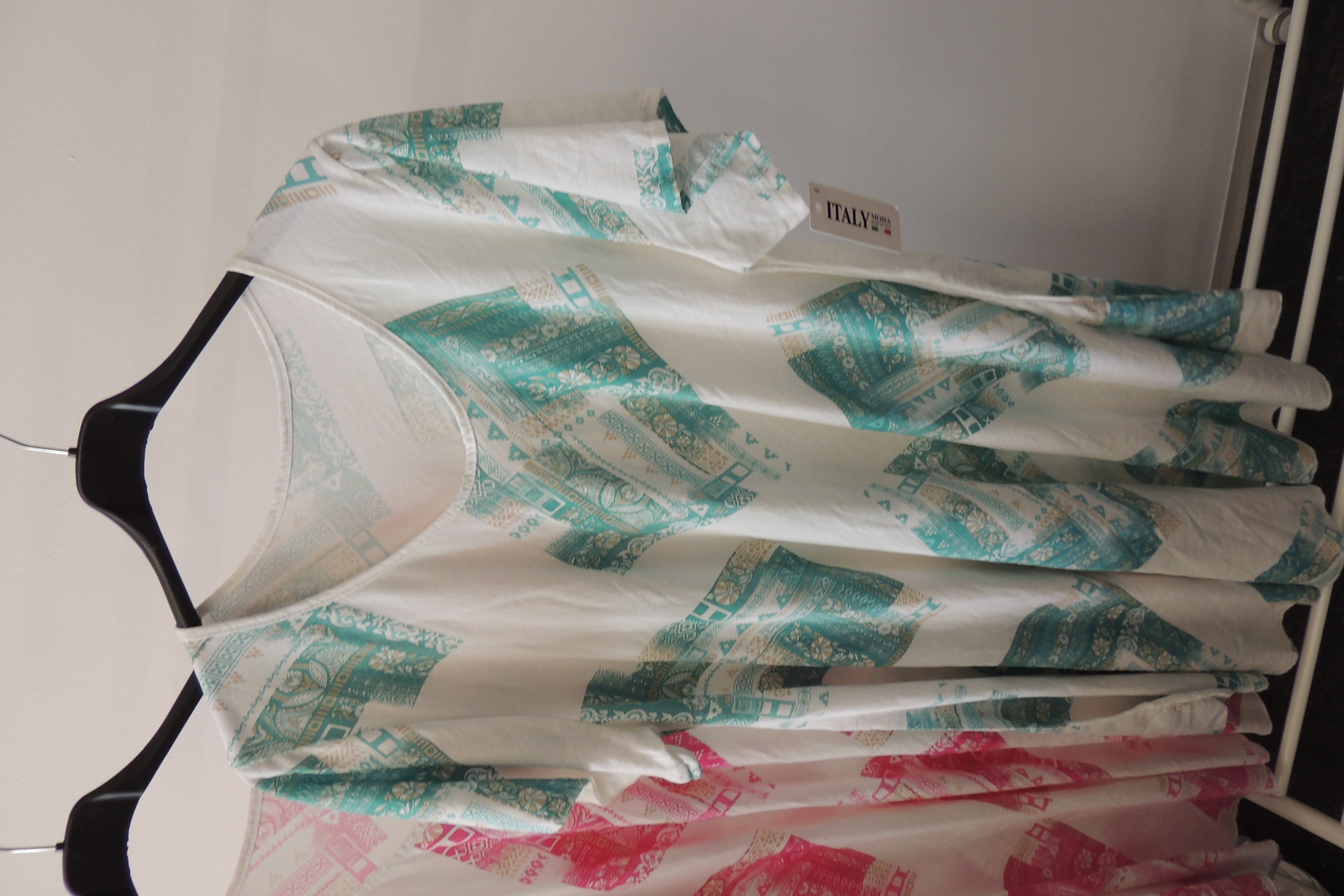 Kleid Sommerkleid Hängerchen Shirt Tunika Leinen Optik Made Italy 46,48,kl50