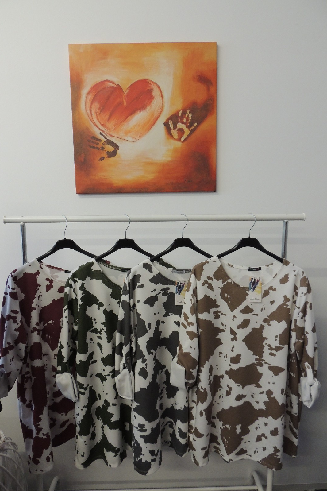 Shirt Tunika Hängerchen Butterstoff Softtouch Kuhflecken Made Italy42,44,46