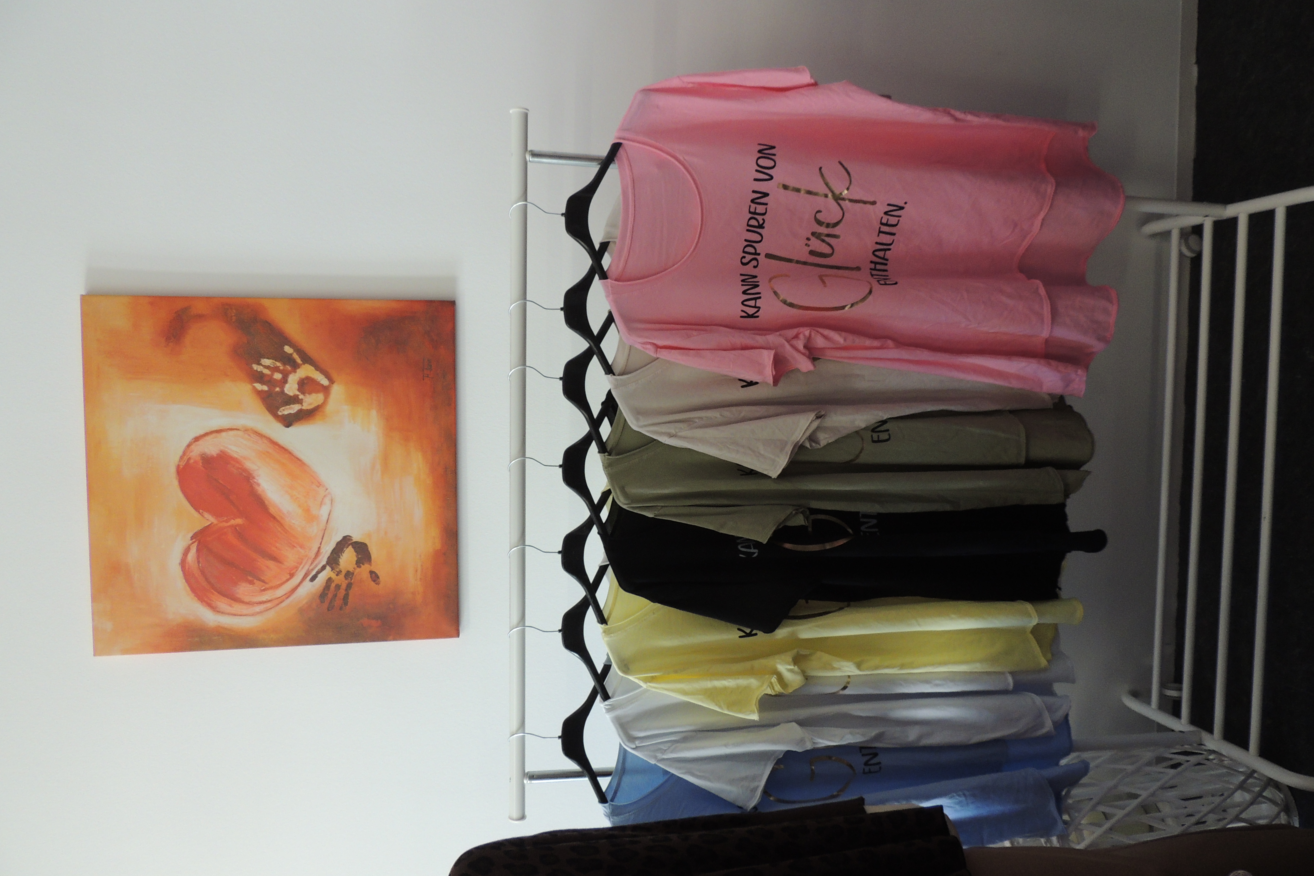 T-Shirt Tunika Hängerchen Made in Italy Kann Spuren von Glück Spruch 46,48,50